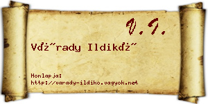 Várady Ildikó névjegykártya
