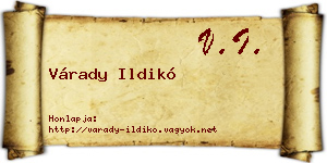 Várady Ildikó névjegykártya